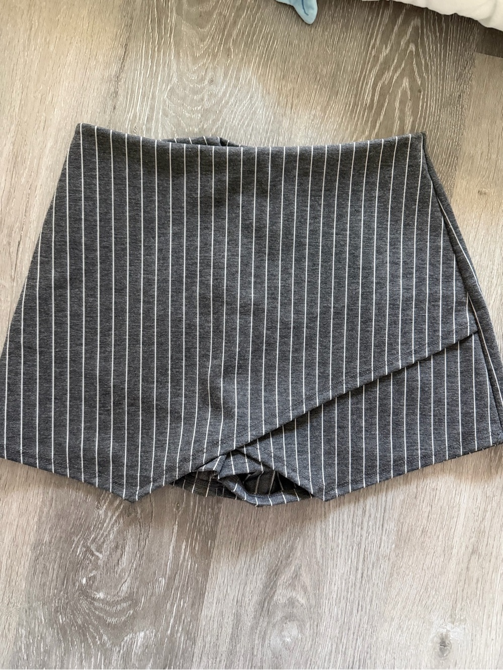Blue Blush - Striped Gray Women’s Wrap Front Skort